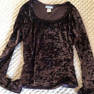 Aqua blues long sleeve velvet like top
